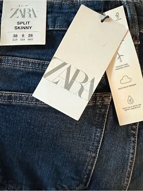 Zara Dark Blue Split Skinny Jeans